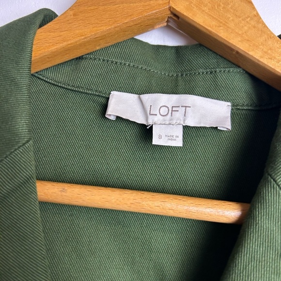 Loft Utility Mini Pocket Shirtdress 8 Green Button-Down Dress Old Money 2024 - Picture 11 of 15